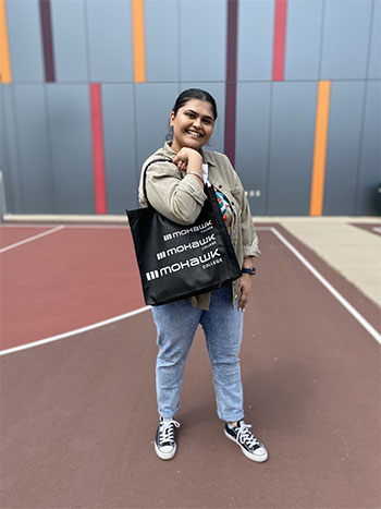 Photo of Gagan with Mohawk bag