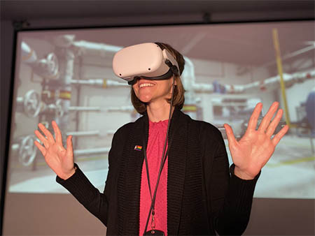 Lisa Funnell wearing VR headset 