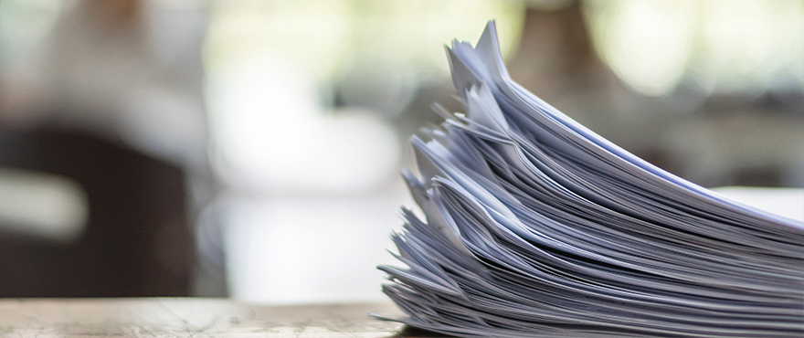 Stack of documents on a table