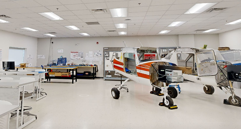 Avionics classroom at Mohawk College Airport Campus