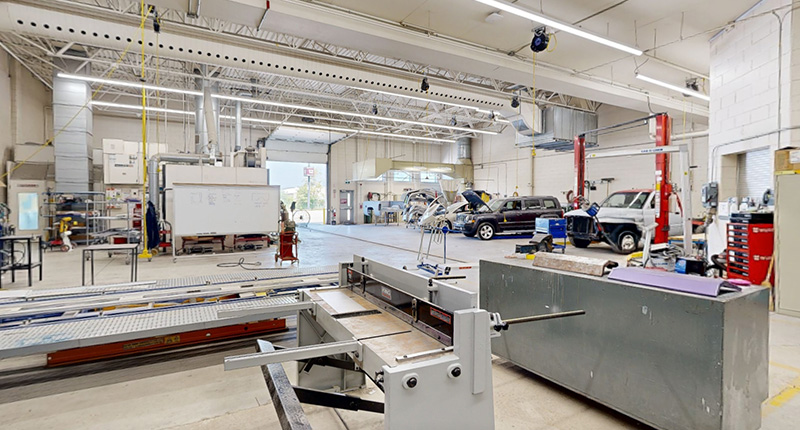Autobody shop at the Mohawk College Stoney Creek Campus