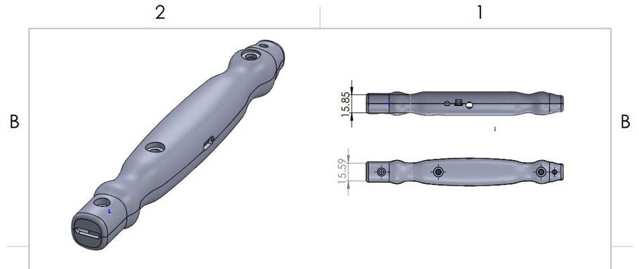 Drawing of a 3D CAD model