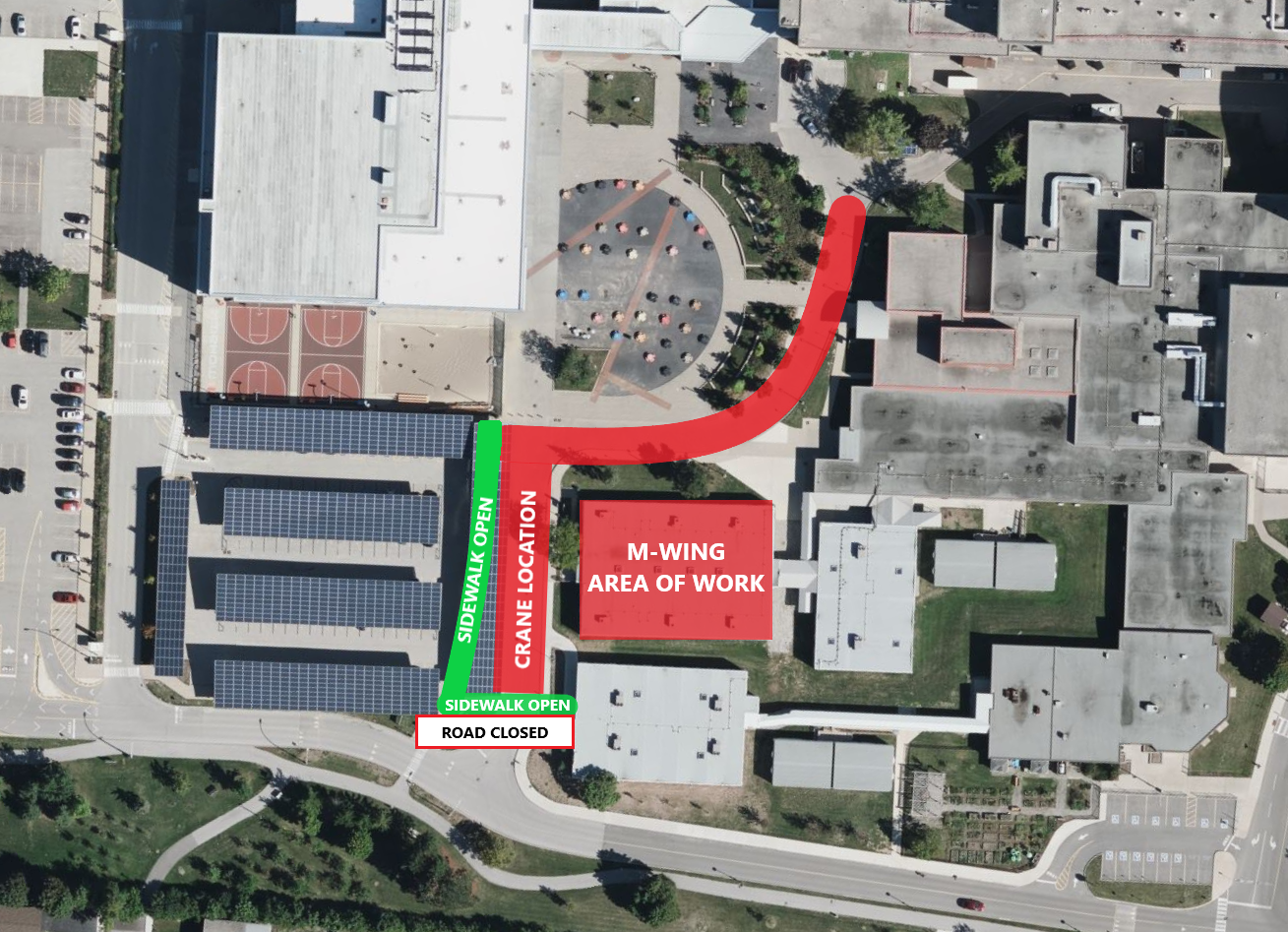 Fennell Campus - Road Closure - Governor's Blvd to E-Wing Maintenance Road