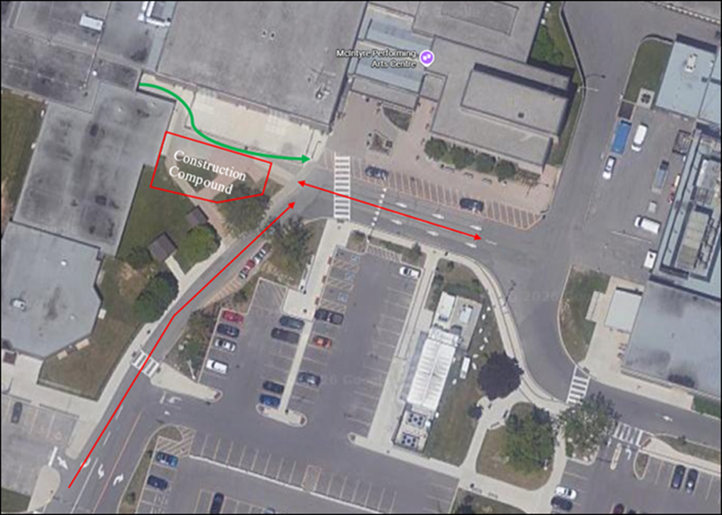 Figure 1: Construction compound location and truck traffic in the area.