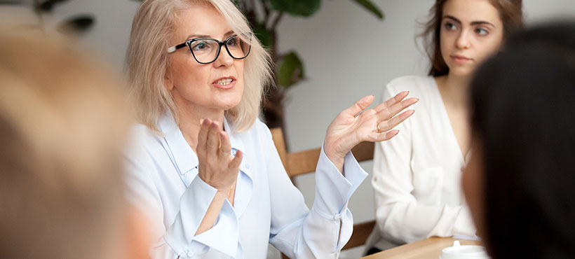 Employer at a lunch and learn session