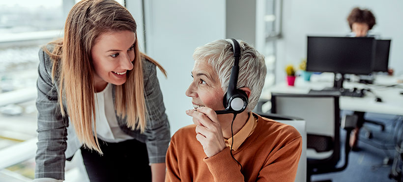 Student and supervisor in a workplace situation