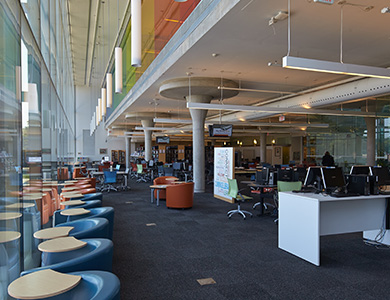 Interior shot of the Cummings Library