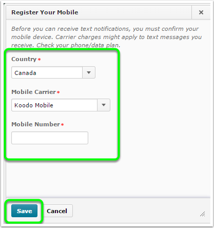 Step five Enter your Country Mobile Carrier and Mobile Number