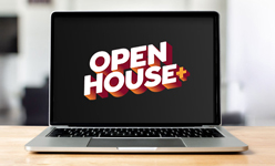 Open House logo on a laptop screen