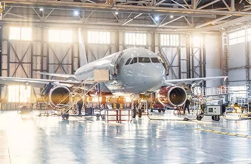 Airplane in a hanger