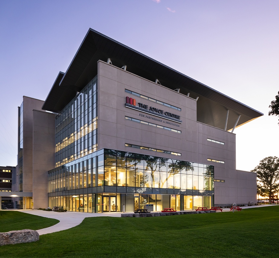 Exterior of the Joyce Centre for Partnership and Innovation at Mohawk College's Fennell Campus