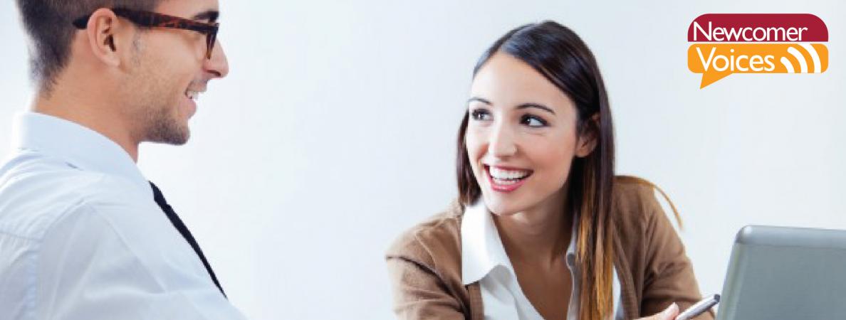 People at work smiling