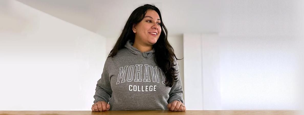 Valeria in Mohawk College Sweater