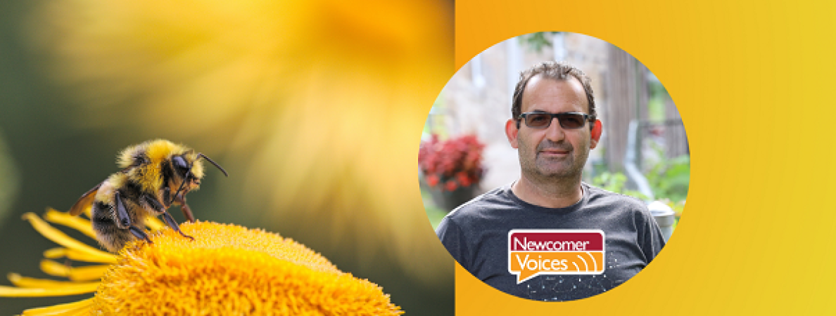 Banner with Suat's photo