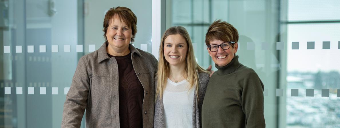 Recreation Therapy student Amanda and Recreation Therapy faculty members Joanne and Tracy smiling.