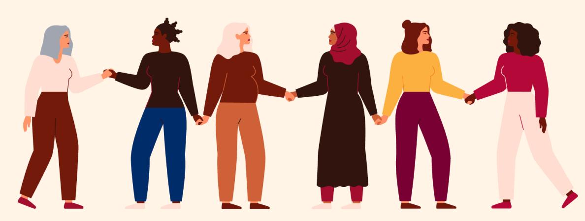 Illustration of a group of diverse women
