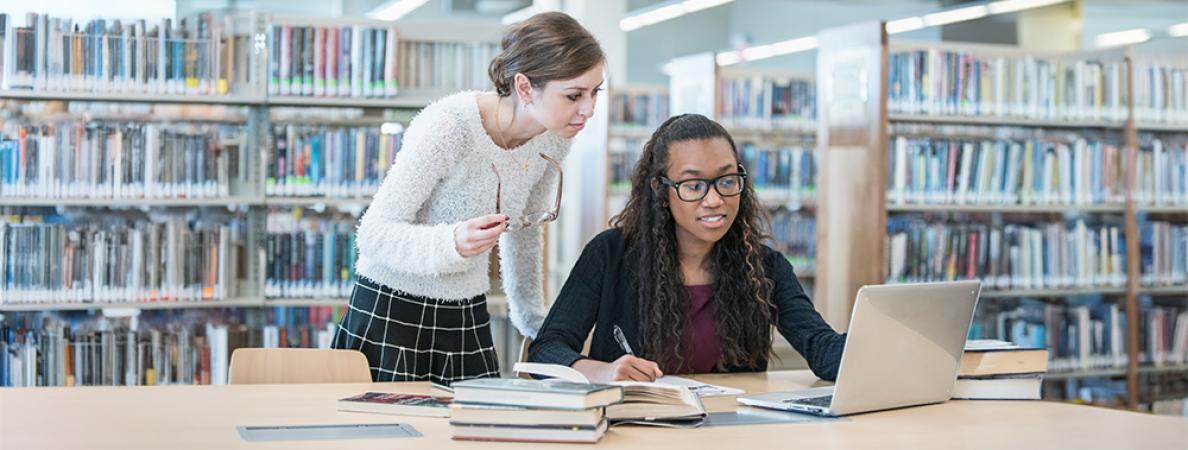 Students studying in a library