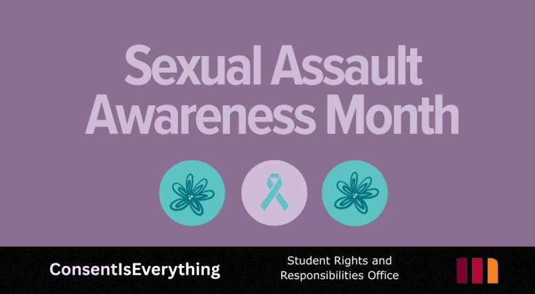 Text reads: Sexual Assault Awareness Month. 