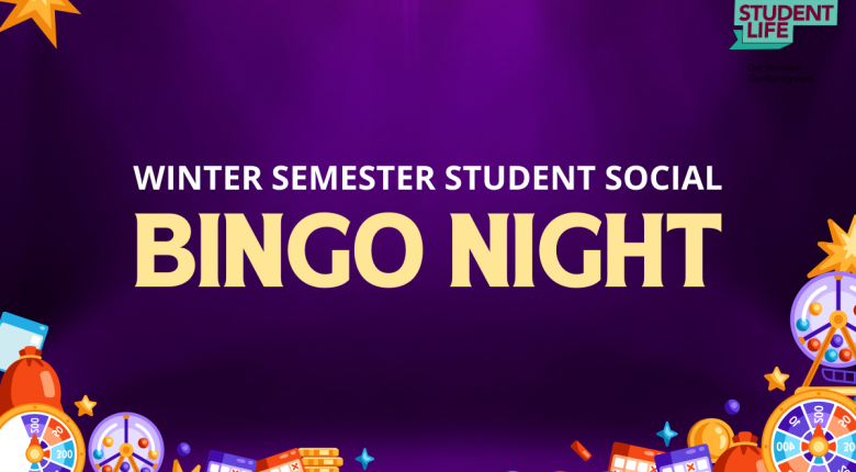 A purple graphic with Bingo icons promoting Bingo Night with Student Life.