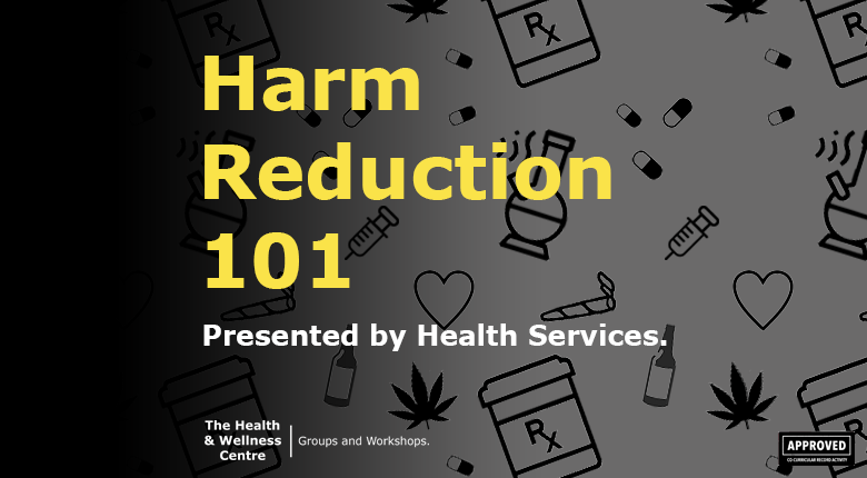 Background image with prescription bottles, pills, syringes, and marijuana.