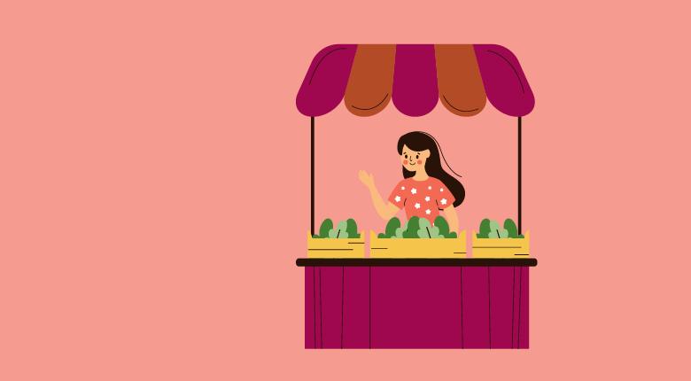 An illustration of a market stand.