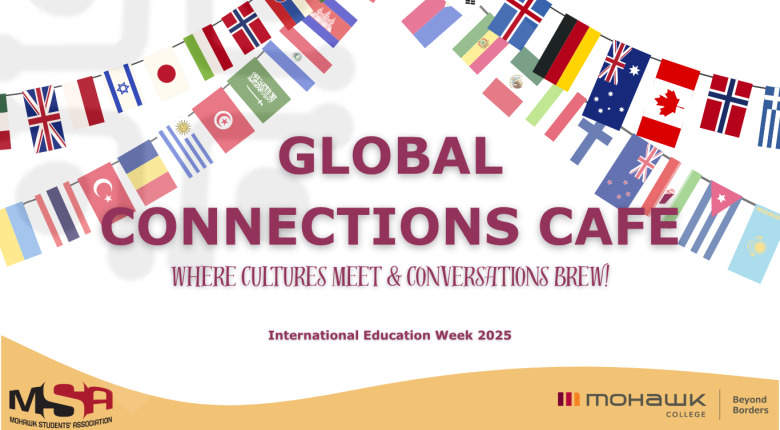 World flags Global Connections Cafe Where Cultures meet and Conversations Brew