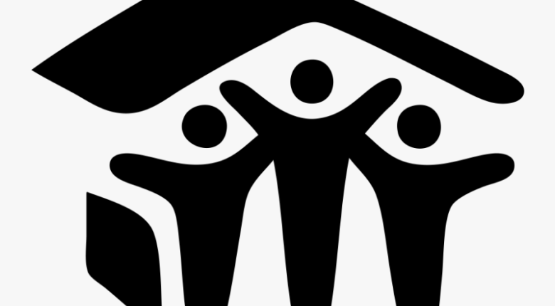 a group of people under the roof of a house