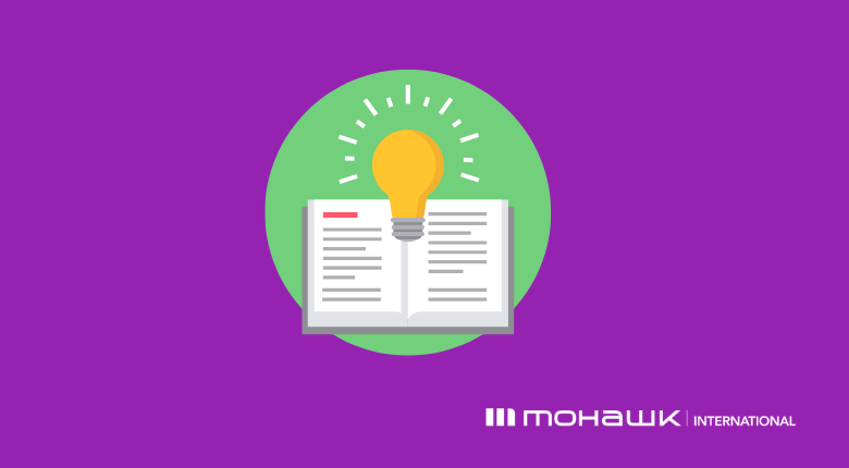 Banner with a purple background and an icon of an open book with a lightbulb above.  