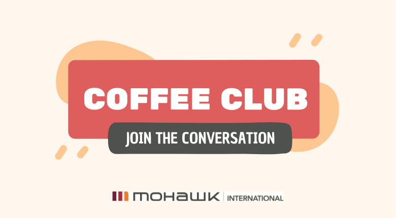 Banner with the Coffee Club and Mohawk International logos