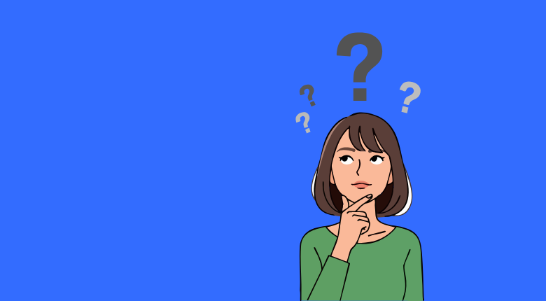 icon of a female with four question mark symbols above her head