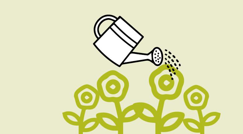 watering can watering flower