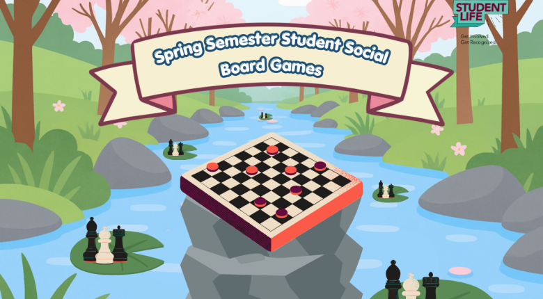 chess board and pieces in a river