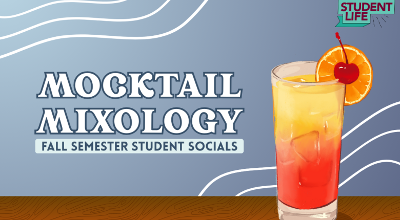a colourful drink on a table. Mocktail Mixology Fall Semester Student Social
