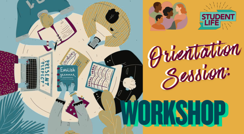 students sitting around a table with laptop, books, and papers