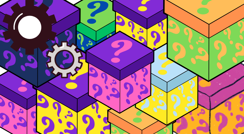 many boxes with question marks on them