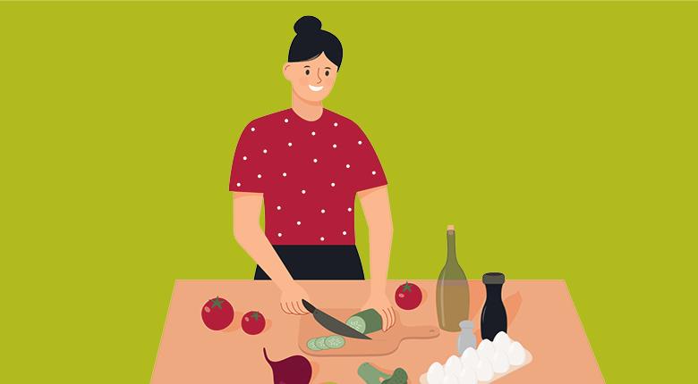 Woman chopping vegtables