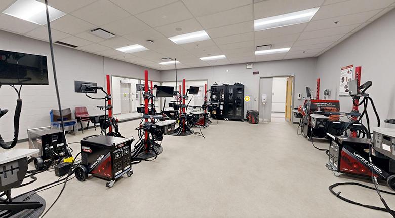 Equipment in the VR Welding Lab at Mohawk College's Stoney Creek Campus for Skilled Trades.