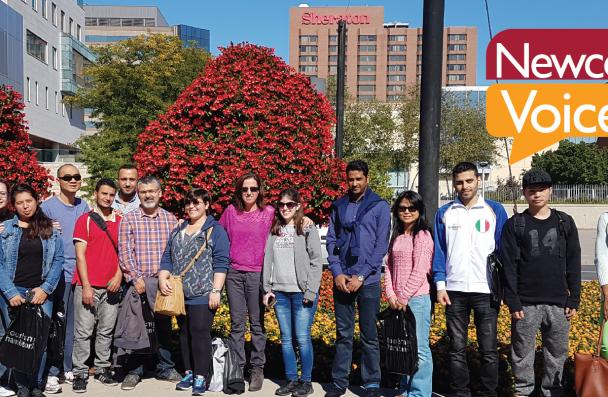 Newcomer group in downtown Hamilton