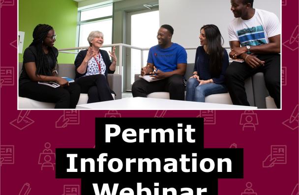 permit information webinar. A group of people are talking together.
