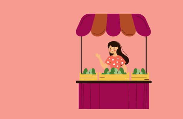 An illustration of a market stand.