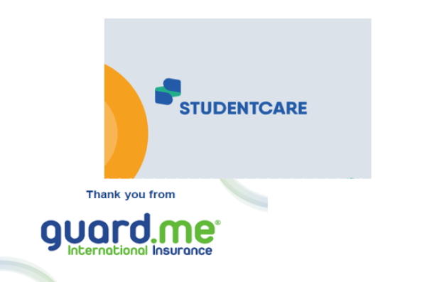 Illustration that shows then two insurance providers for International Students : Guard.Me and Student Care