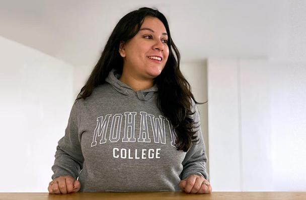 Valeria in Mohawk College Sweater