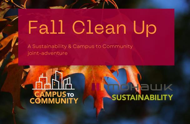Fall Clean Up banner with fall foliage background