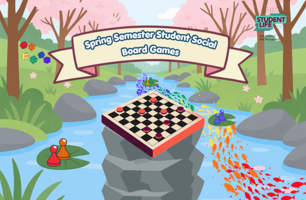 chess board and pieces in a river, fish and board game pieces in pride colours