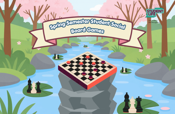 chess board and pieces in a river