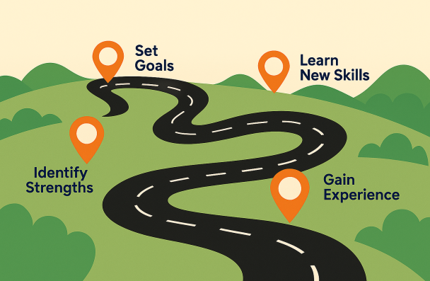 A road with multiple check points alone the way