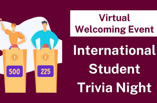Virtual Welcoming Event: International Student Trivia Night. A girl and boy are playing quiz.