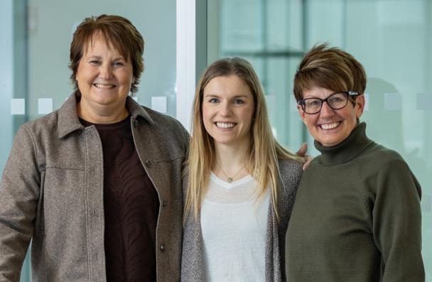 Recreation Therapy student Amanda and Recreation Therapy faculty members Joanne and Tracy smiling.