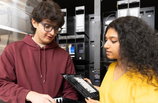 students working together in a training lab.