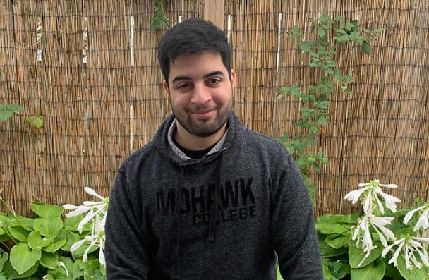 Gabriel sitting outside